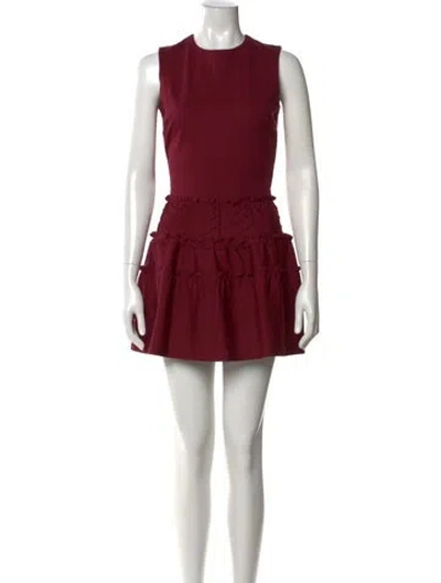 Pre-owned Red Valentino Crew Neck Mini Dress In Burgundy