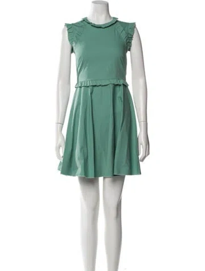 Pre-owned Red Valentino Crew Neck Mini Dress In Green