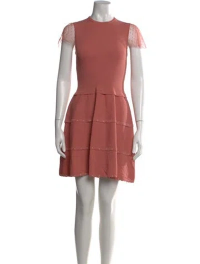 Pre-owned Red Valentino Crew Neck Mini Dress In Neutral