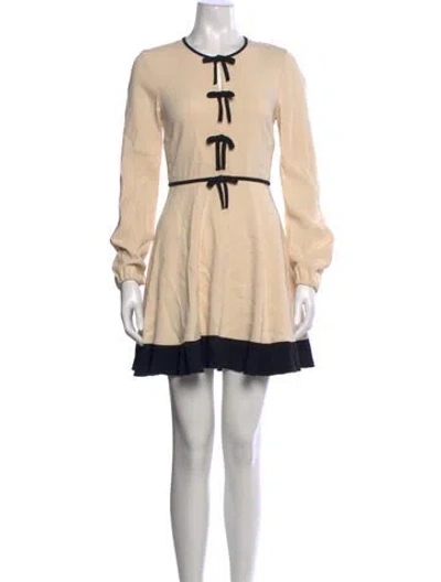 Pre-owned Red Valentino Crew Neck Mini Dress In Neutral