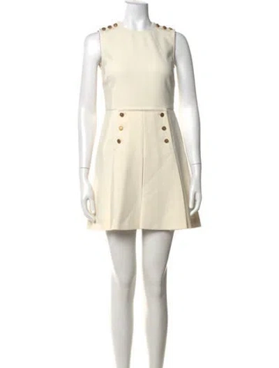 Pre-owned Red Valentino Crew Neck Mini Dress In Neutrals