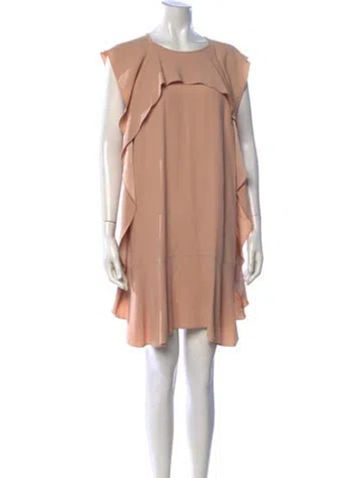Pre-owned Red Valentino Crew Neck Mini Dress In Neutrals