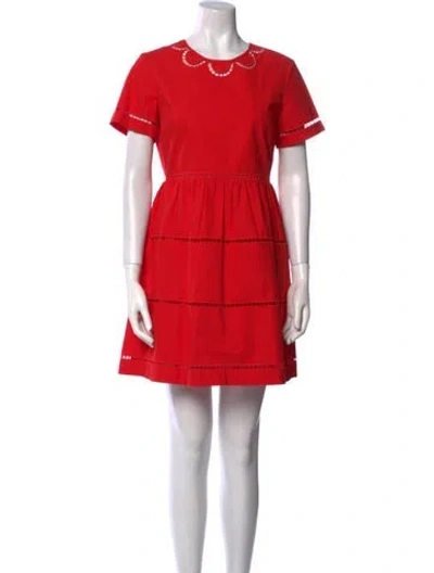 Pre-owned Red Valentino Crew Neck Mini Dress In Red