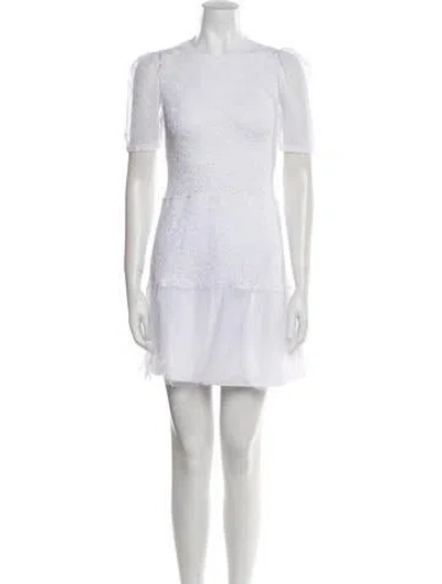 Pre-owned Red Valentino Crew Neck Mini Dress W/ Tags In White