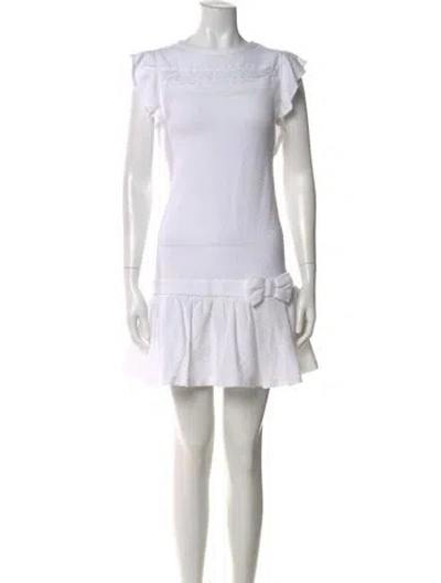Pre-owned Red Valentino Crew Neck Mini Dress In White