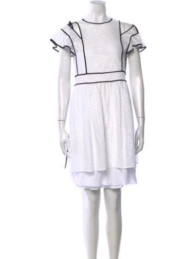 Pre-owned Red Valentino Crew Neck Mini Dress In White
