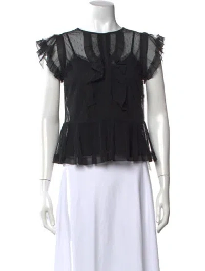 Pre-owned Red Valentino Crew Neck Short Sleeve Blouse In Black