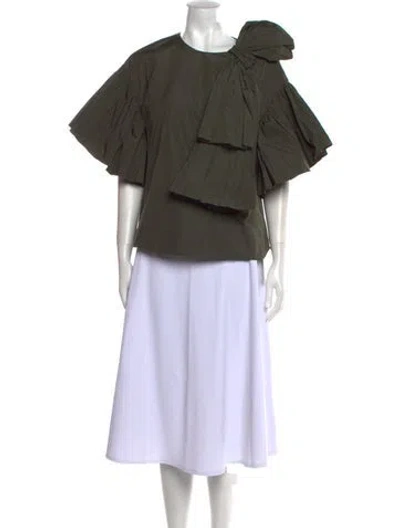 Pre-owned Red Valentino Crew Neck Short Sleeve Blouse In Green