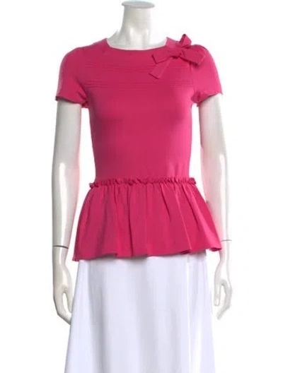Pre-owned Red Valentino Crew Neck Short Sleeve Blouse In Pink