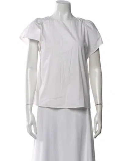 Pre-owned Red Valentino Crew Neck Short Sleeve Blouse In White