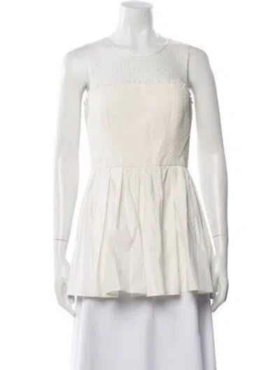 Pre-owned Red Valentino Crew Neck Sleeveless Blouse W/ Tags In Neutral