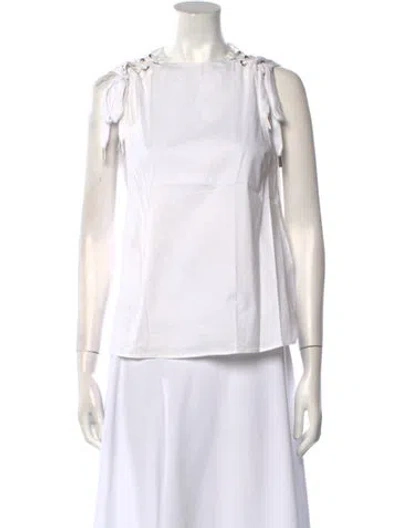 Pre-owned Red Valentino Crew Neck Sleeveless Blouse In White