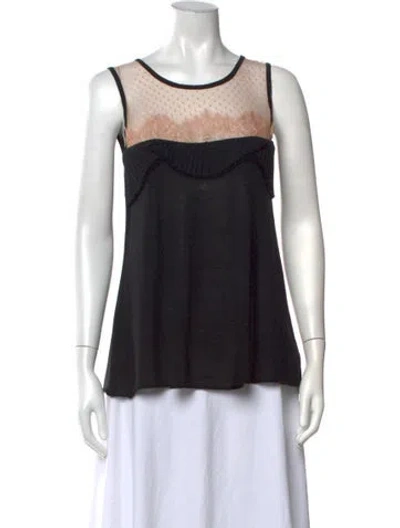 Pre-owned Red Valentino Crew Neck Sleeveless Top In Black