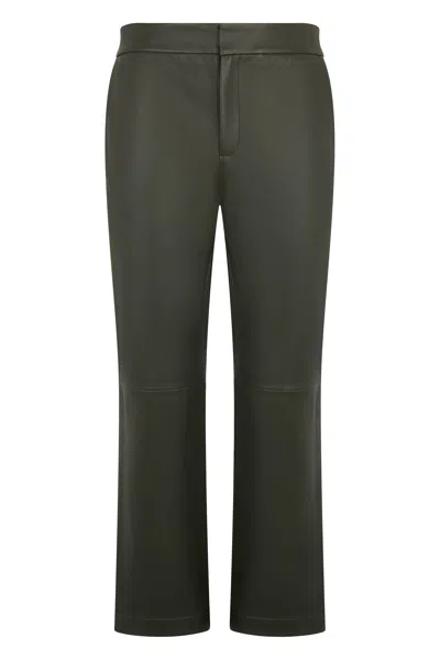 Red Valentino Dark Green Leather Pants, Minimal And Versatile.