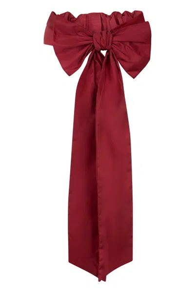 Red Valentino Decorative Ribbon For Hair In Burgundy Color With Elegant Bow. In Red