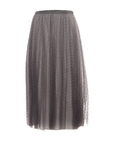 Red Valentino Dotted Tulle Skirt In Black