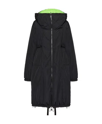 Red Valentino Double-sided Zipper Coat In Black