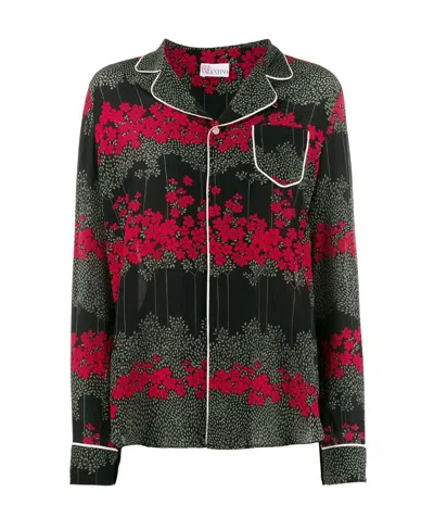 Red Valentino Dreaming Peony-print Shirt In Black