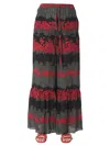 Red Valentino Floral-print Silk-georgette Flared Pants In Red