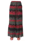 Red Valentino Dreaming Peony Print Trousers In Black