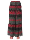 Red Valentino Dreaming Peony Print Trousers In Black