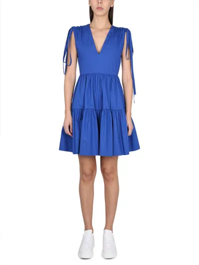 Red Valentino Ruched-detail Flared Dress In Blue