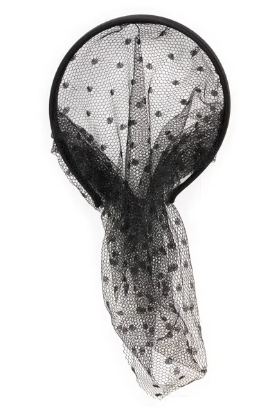 Red Valentino Elegant Black Hairband With Decorative Net.