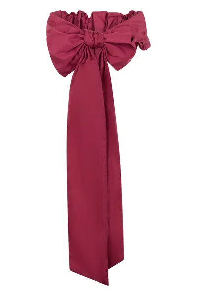 Red Valentino Elegant Bordeaux Hair Accessory With Voluminous Bow. In Red