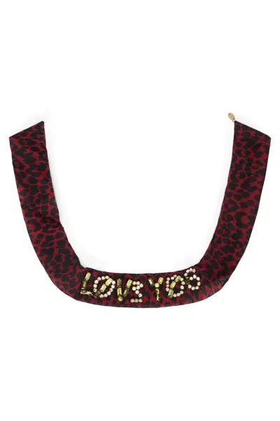 Red Valentino Elegant Bordeaux Hairband With Golden Details. In Animal Print