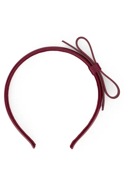 Red Valentino Elegant Bordeaux Headband With Decorative Bow. In Red