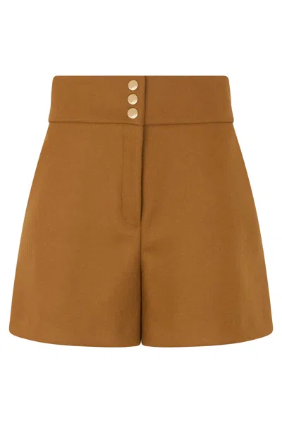 Red Valentino Elegant Camel-colored Shorts With A High Waistband And Gold Buttons. In Brown
