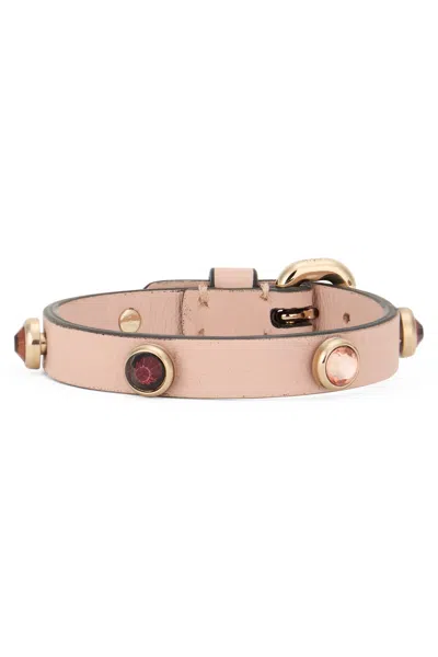 Red Valentino Elegant Golden Pink Bracelet With Decorative Gems. In Black