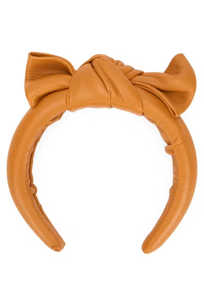 Red Valentino Elegant Hairband Made Of Camel-colored Leather, Elegant And Versatile. In Metallic