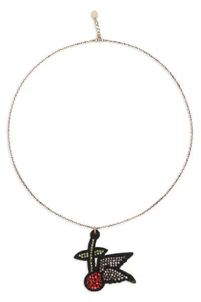 Red Valentino Elegant Necklace With A Distinctive And Vibrant Pendant. In Gold