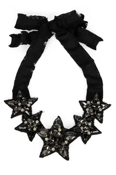 Red Valentino Elegant Necklace With Stars Embellished With Gemstones. In Black