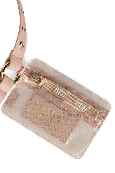 Red Valentino Elegant Pale Pink Belt With An Elegant And Functional Cardholder Purse.