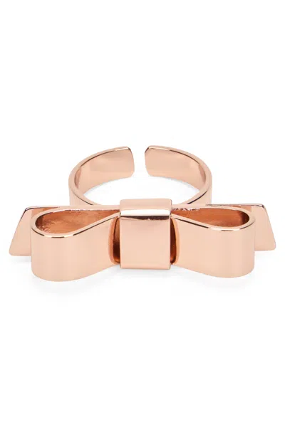 Red Valentino Elegant Pink Ring With Bow From Modern And Refined Design. In Gold