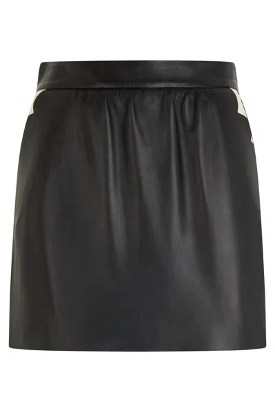 Red Valentino Elegant Short Black Leather Skirt.
