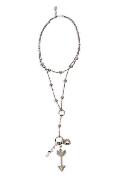 Red Valentino Elegant Silver Necklace With A Pendant In The Shape Of An Arrow. In Gray