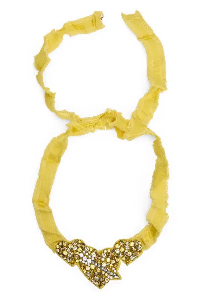 Red Valentino Elegant Yellow Necklace With Rhinestones And Crystals.
