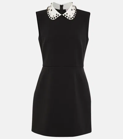 Red Valentino Embellished Cady Minidress In Black