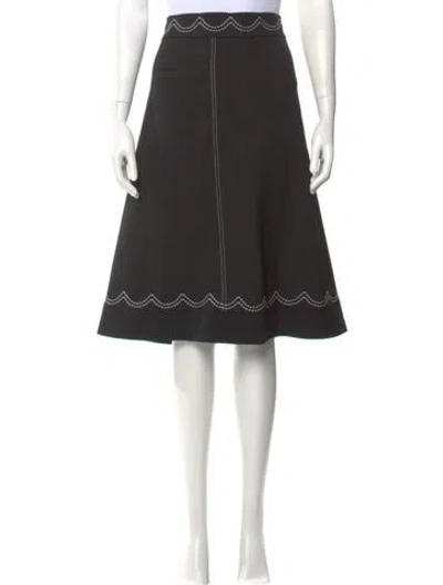 Pre-owned Red Valentino Embroidered Accent Knee-length Skirt In Gray