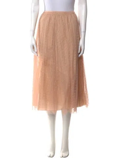 Pre-owned Red Valentino Embroidered Accent Midi Length Skirt W/ Tags In Neutral