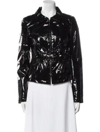 Pre-owned Red Valentino Faux Leather Biker Jacket In Black