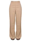 Red Valentino High-waisted Wide-leg Trousers Front Pleats In Tan