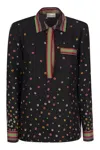RED VALENTINO FLORAL PRINT AND STRIPES SILK TOP FOR WOMEN