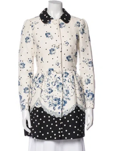 Pre-owned Red Valentino Floral Print Coat In Neutral