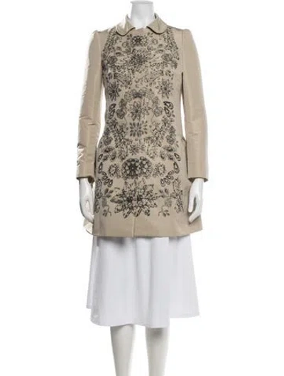 Pre-owned Red Valentino Floral Print Coat In Neutrals