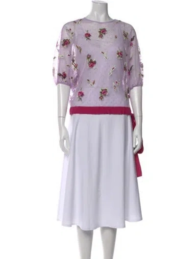 Pre-owned Red Valentino Floral Print Crew Neck Blouse In Neutral