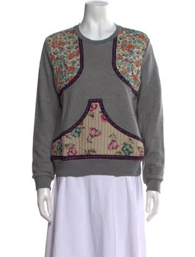 Pre-owned Red Valentino Floral Print Crew Neck Sweatshirt In Gray